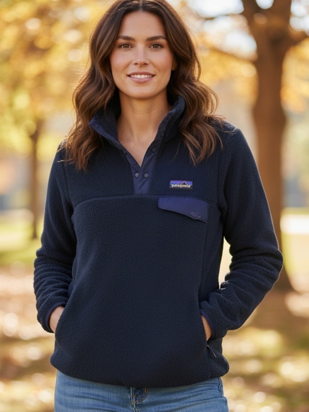PATAGONIA SNAP T NAVY BLUE FLEECE JACKET SZ XS